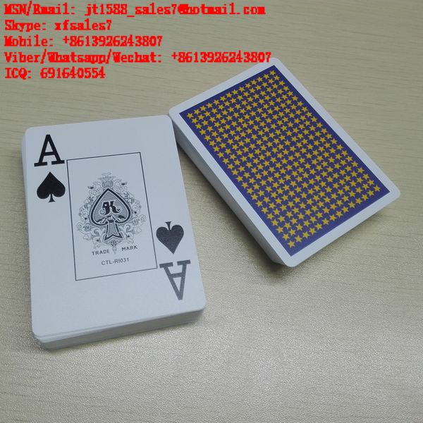 XF Large 2 Corner Index Marked Plastic Playing Cards With Invisible Ink Markings For Contact Lenses / Wireless Radio Receiver / Wireless Micro Spy Earphone / Playing Cards Set / Gambling Tools / Casin