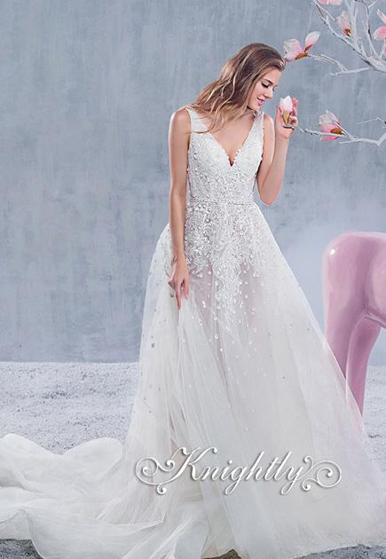 Sleeveless V-Neckline Lace Applique Inllusion Ball Gown ,Backless