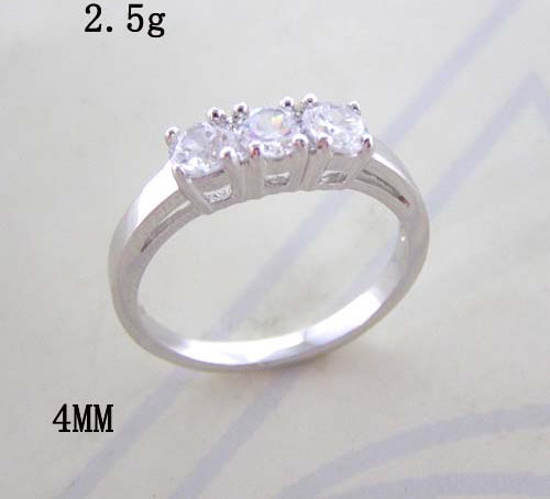 Rhodium plated three stone wedding ring