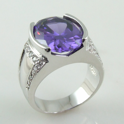Wholesale rhodium plated oval stone ring 