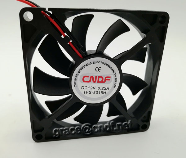 CNDF from china factory provide silent dc cooling fan 80x80x15mm  12VDC 24VDC with sleeve and 2 ball bearing TFS-8015H