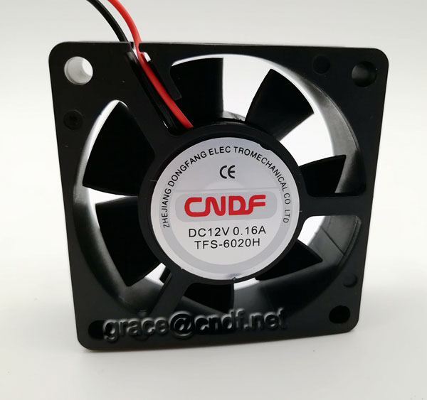 CNDF with 7 blades plastic case square dc cooling fan 60x60x20mm 12VDC 0.2A 2.4W 4500rpm 15.56cfm dc fan