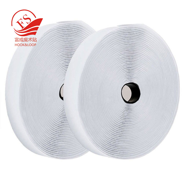 OEM supplier white soft hard hook loop with Acrylic/Rubber adhesive backing