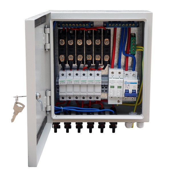 Pre-wired 6 String Solar Panel Combiner Box With 10A Circuit Breakers