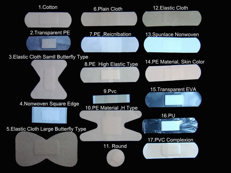 multiple base matrial/shape/size Customzable logo Adhesive Bandage ( band aid strip)
