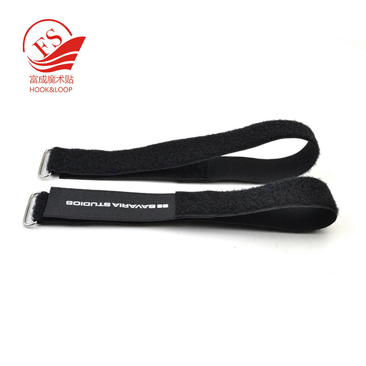  Black 100 nylon sewing hook loop Cable Tie Wraps with Metal Buckle
