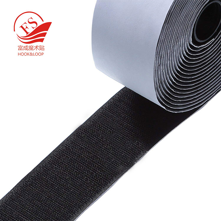 Self Adhesive Black Hook and Loop Customized Sticky Back Tape Fastener
