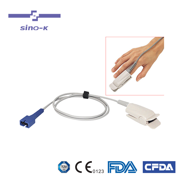 Nellcor Spo2 Sensor DS-100A Adult Finger Clip 3.2 ft 9 Pins Connector