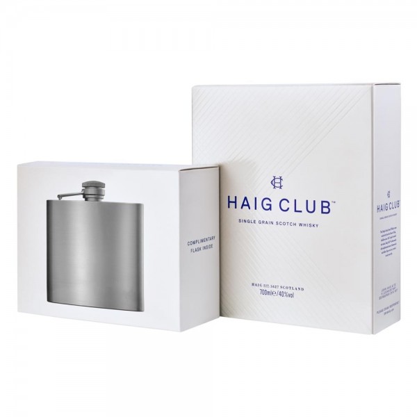 Haig Club Single Grain Whisky 70cl Gift Set With Hip Flask