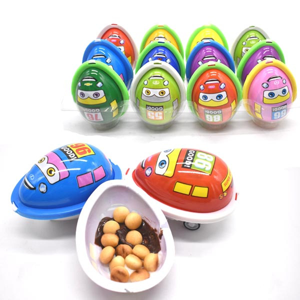 HALAL racing Car Shape Chocolate Egg with Biscuits