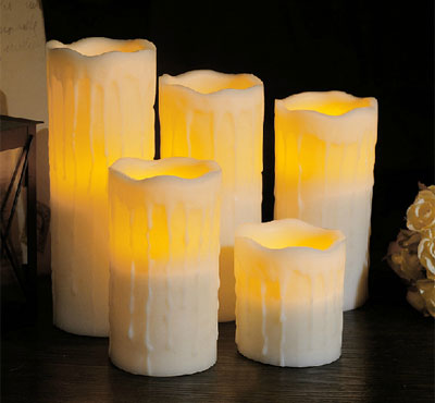 3pcs/Set Ivory Led Candles Battery Operated Real Wax Flickering Flame LED Candle Christmas Home Decoration Set With 2 Key Remote
