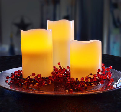 3pcs/Set Ivory Led Candles Battery Operated Real Wax Flickering Flame LED Candle Christmas Home Decoration Set With 2 Key Remote