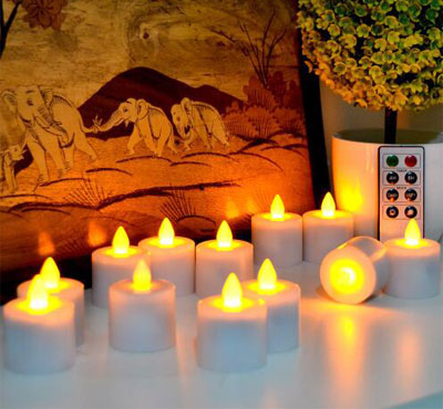 12Pcs Wireless Inductive Rechargeable LED Electric Tealight Candles Flameless Flickering Tea Lights with Remote Timer