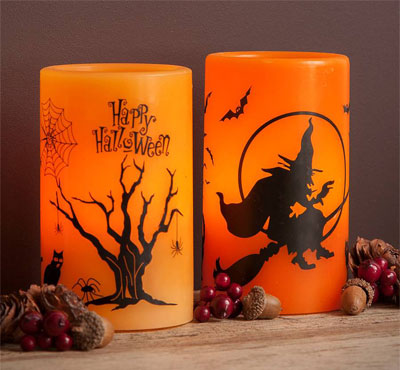 Real Wax Holiday Decor Yellow Flickering Led Candle/Halloween Led Candle With Printing