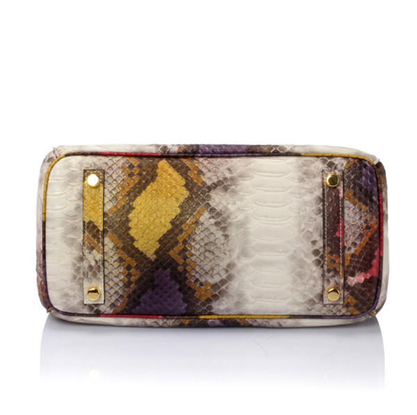  high quality genuine stylish handbags python effect embossed leather handbag for lady