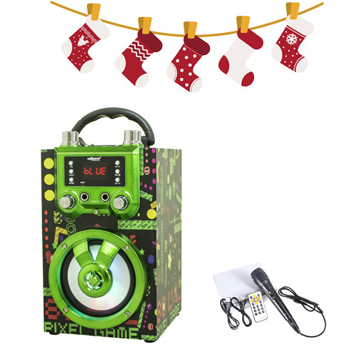 新到货木制便携式卡拉OK播放器户外无线蓝牙手机扬声器圣诞礼物