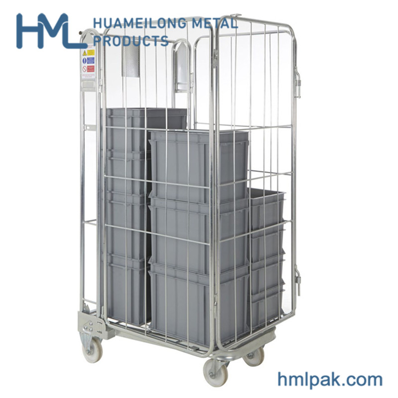 Mobile warehouse best quality foldable collapsible wire mesh roll cage trolley 