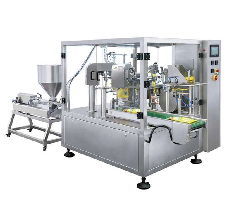 Paste or liquid premade bag filling and packing machine