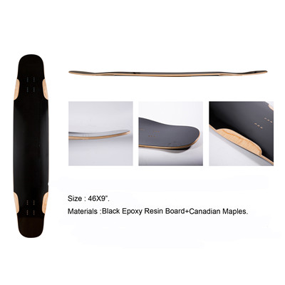 2019 high quality Canidian Maple & Black Epoxy Resin Board Longboard Deck 