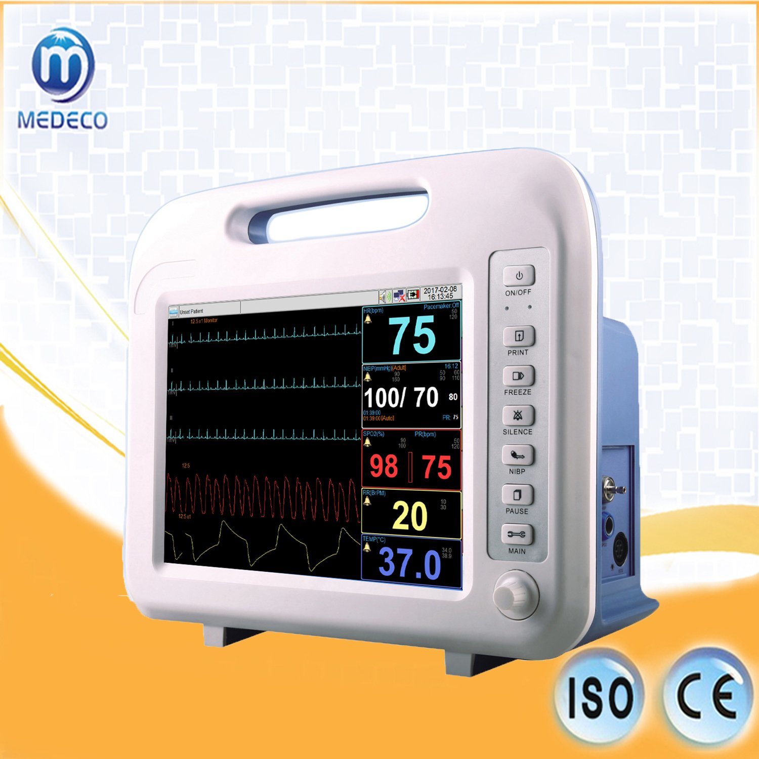 Clinic Medical Use 12.1'color TFT LED Me6 Touch Screen Adult Patient Monitor with Multi- Parameter