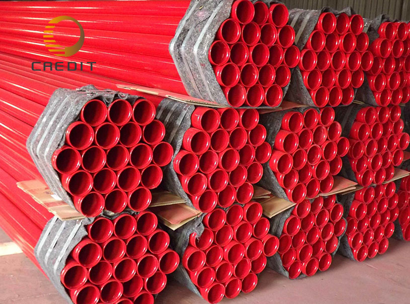 ERW Red Color Fire Pipe  Fire Pipe  Low Pressure Fluid Pipe Manufacturer   galvanized Fire Pipe