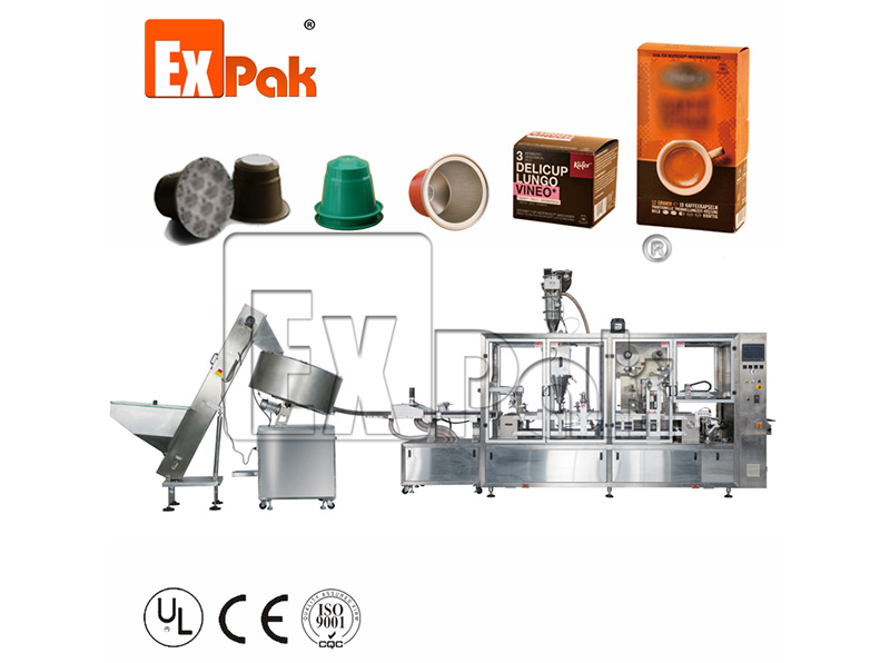 4 Lane Nespresso Capsule Filling Sealing Machine With 10ct PaperBox Packaging Machine CP5004N