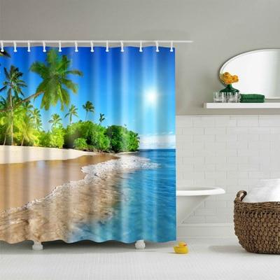 Beautiful Blue Sky With Ocean Pattern Shower Curtain