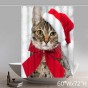 Funny ChristmaFunny Christmas Cat with Santa Hat Kitchen Bathroom Shower Curtains.s Cat with Santa Hat Kitchen Bathroom Shower Curtains.