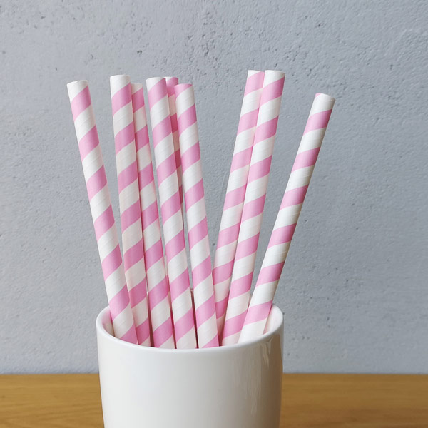 Purple And White Big Striped Drinking Paper Straws