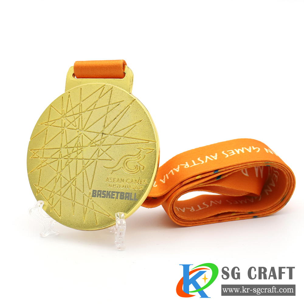 Factory Customized enamel metal sports medal with custom ribbon
