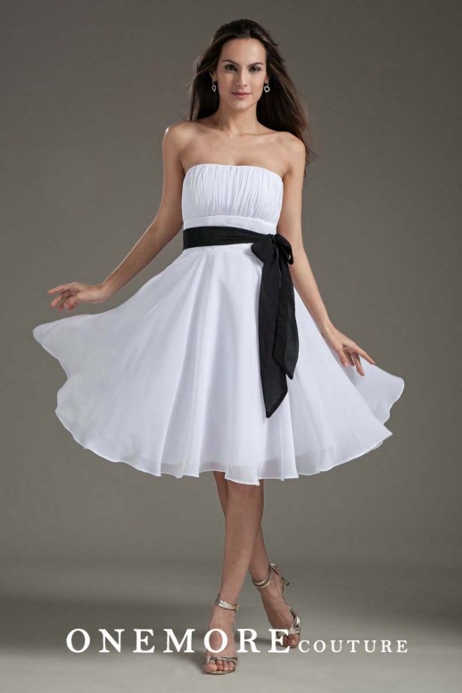 Short Black and White Bridesmaid Dresses #8123