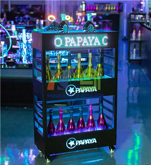 Three Layers Champagne Wine Cabinet Display with LED Screen  LED three Layers Champagne Cabinet Display