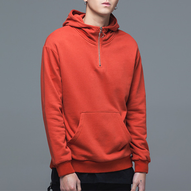 Custom Solid Color Half Zip Blank Cotton Fashion Pullover hoodies for Men