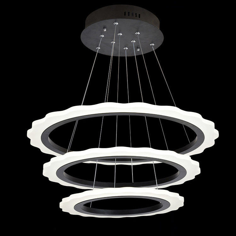 Adjustable Modern 3-Ring LED Chandeliers for Living Room Bedroom Pendant Light