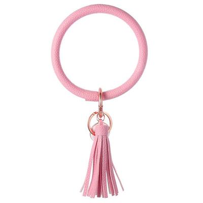 Pink Large Circle Key Ring Wristlet Keychain