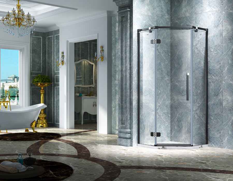 Elegant Design Semi Frameless Diamond Shape Shower Enclosure With Pivot Door, AB 3231-1