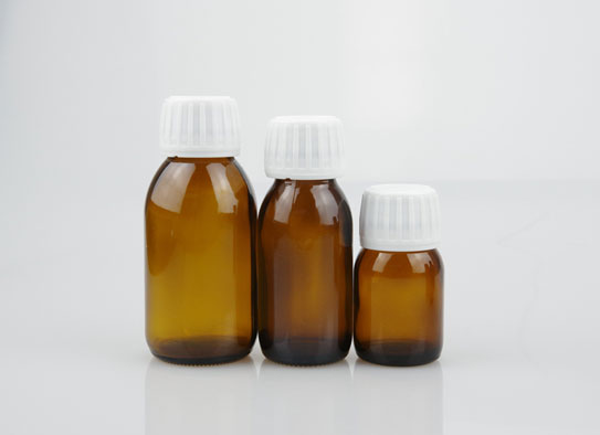 AMBER GLASS SYRUP BOTTLES