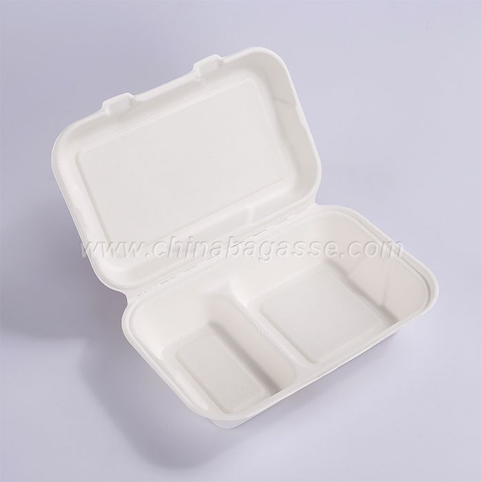 9 inch biodegradable clamshell food fast food sugarcane bagasse containers