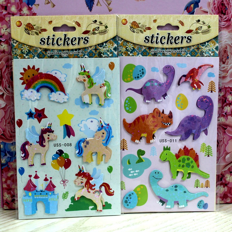 3D Double Layer Sticker-Ponies and Dinosaurs