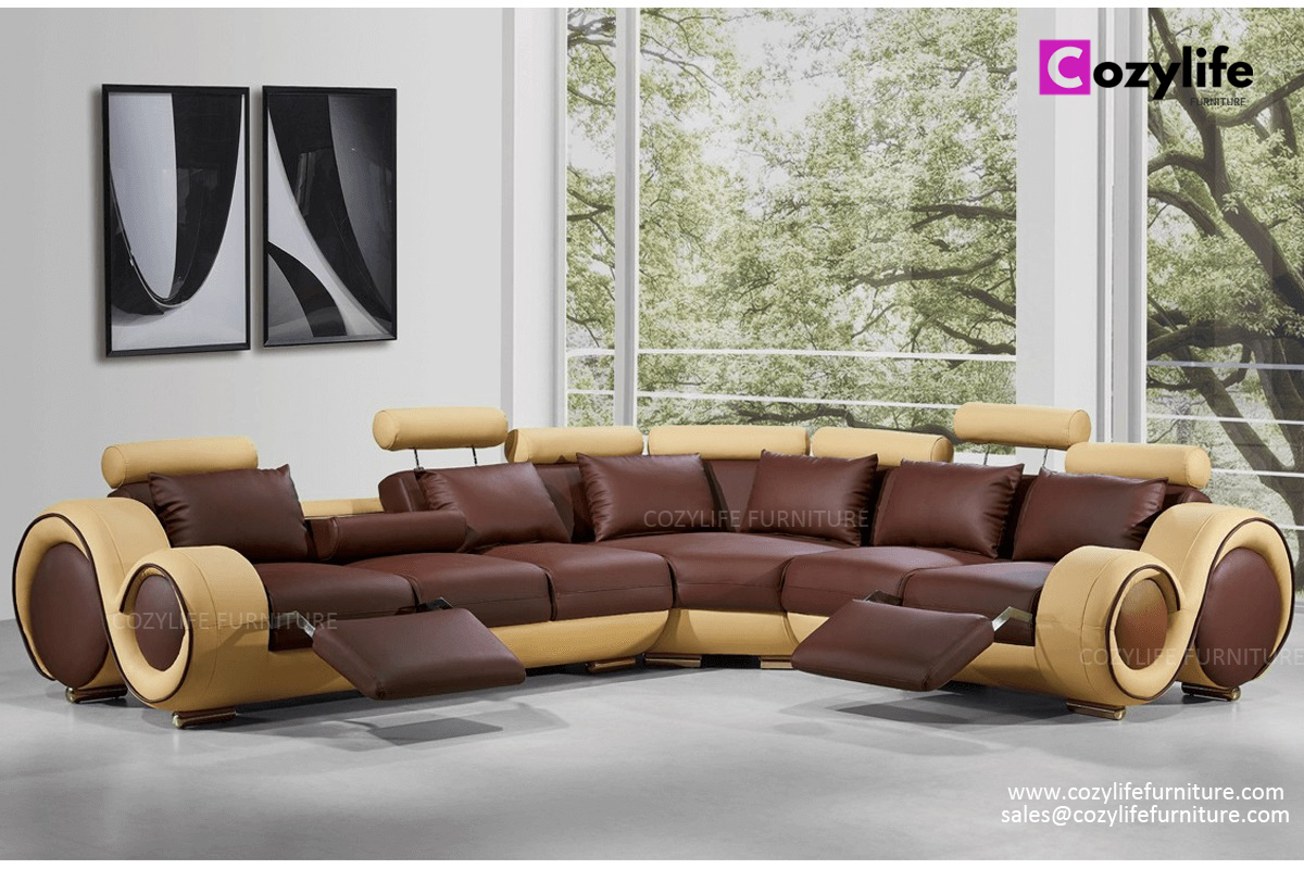Современный большой L-образный угловой наклонный диван