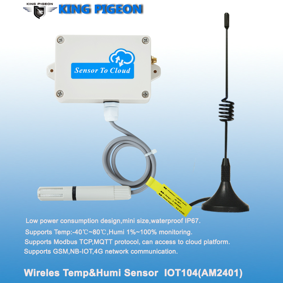 Remote wireless GSM 3G 4G cellular temperature humidity sensor IoT104 for freezer fridge warehouse factory monitor IOT solution with sms call alarm