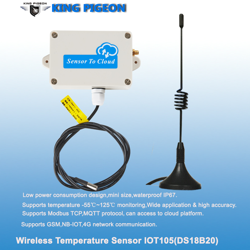 Remote wireless GSM 3G 4G cellular temperature sensor to cloud IoT105 for freezer fridge warehouse factory monitor IOT solution with sms call alarm