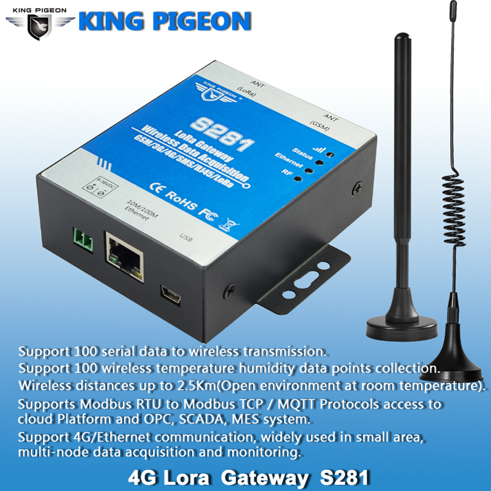 LoRa Gateway MQTT Modbus RTU Modbus TCP protocol and RS485 DTU with Analog input Digital input Digital output via GSM 3G 4G Ethernet cloud platform