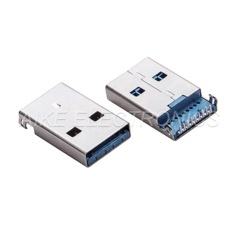 Standard USB 3.0 A Type Male Part，Mount PCB & DIP type with Position posts
