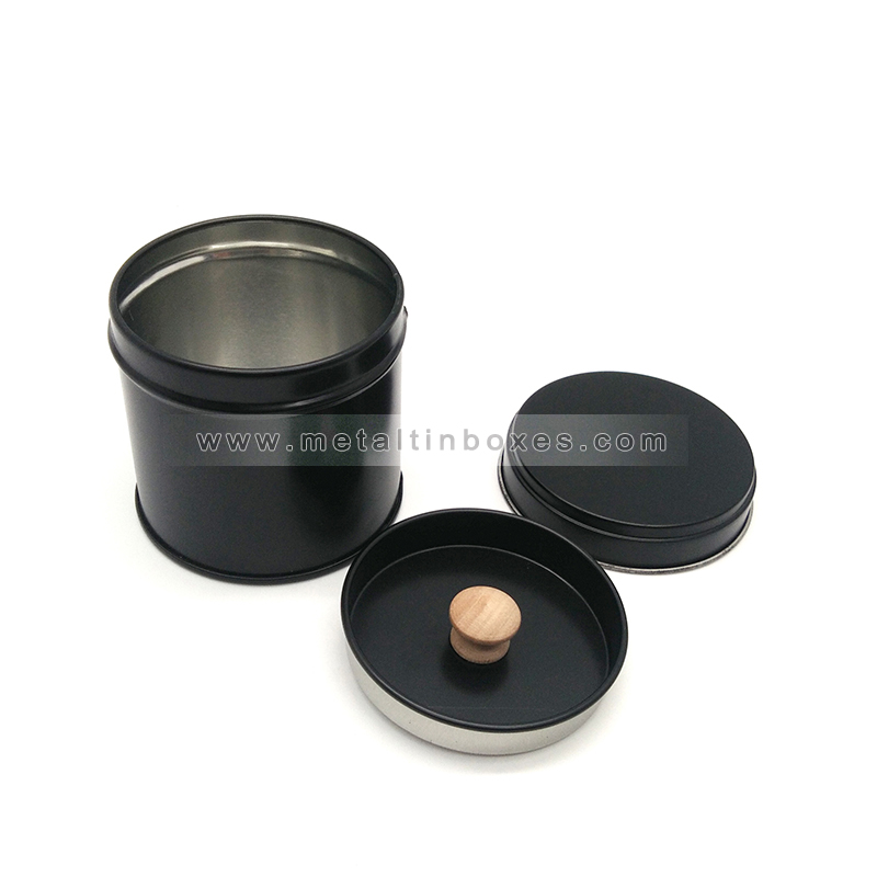 Portable small round metal tea can airtight tea coffee tin tea container