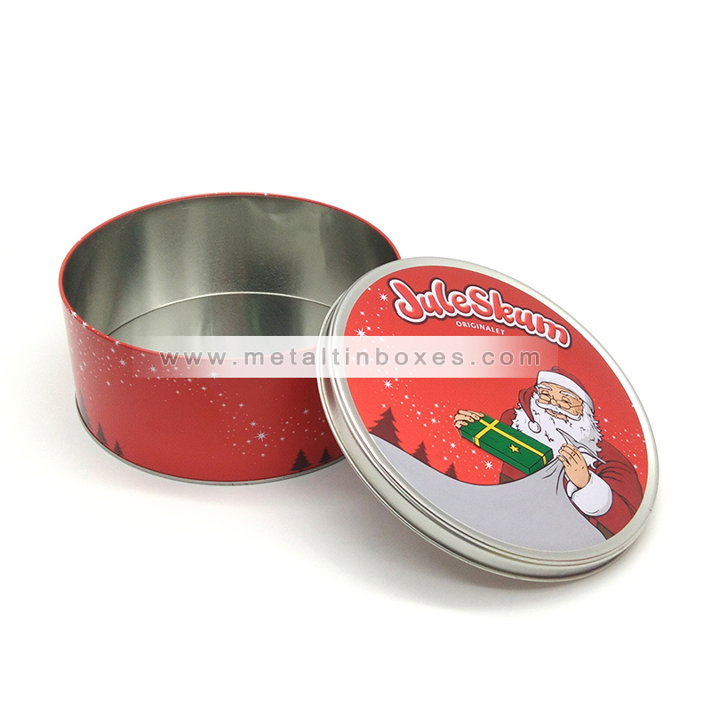 Metal Christmas Cake Biscuit Tin Container 