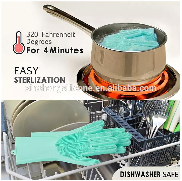 China manufacturer ruber dishwashing Magic Silicone gloves in kitchen