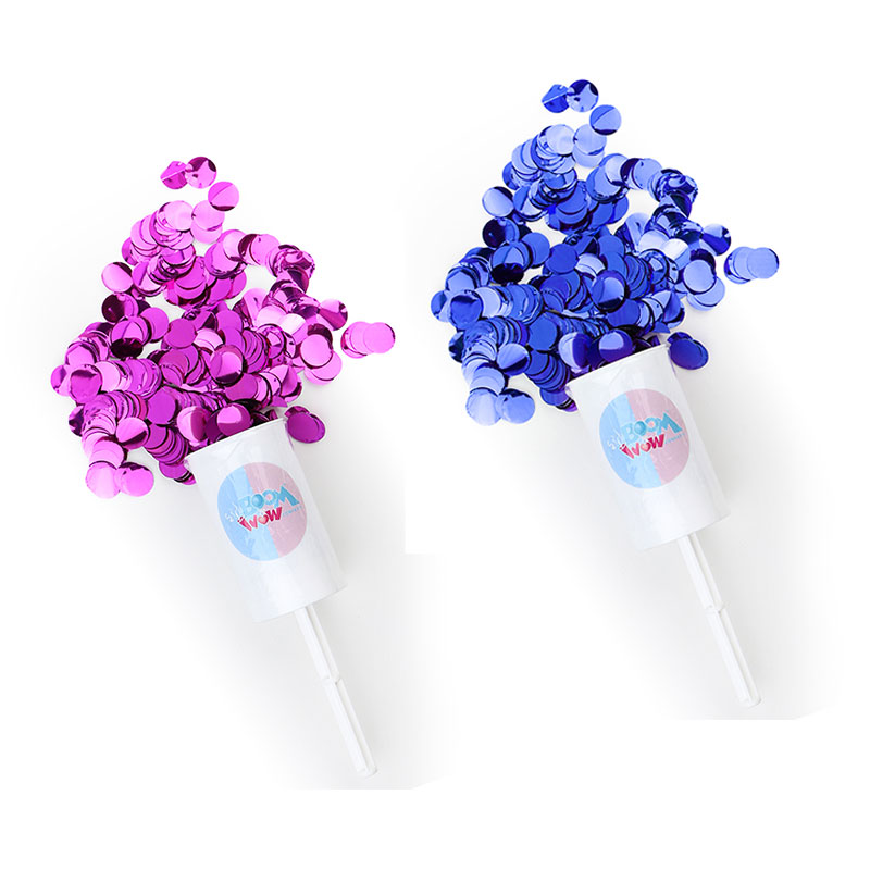 Boomwow Pink Blue Metallic Gender Reveal Push Pop Party Poppers Confetti