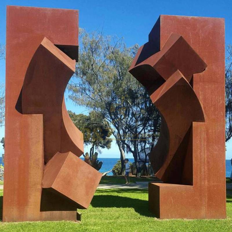 Large Modern Stainless And Corten Steel Garden Sculpture