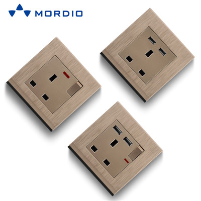 K2 Golden UK Standard BRISTOL 1gang Switch Light and 5pin Multiple Sockets with 2.1A USB Outlets